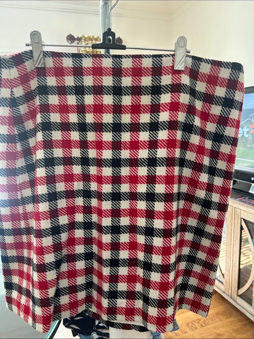 Talbots Red Black and White Plaid A-Line Mini Skirt